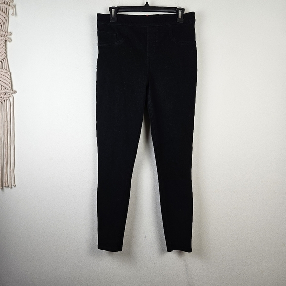 SPANX Pants - Spanx Jeanish Cropped Black Skinny High Rise Stretch Pants Size Large